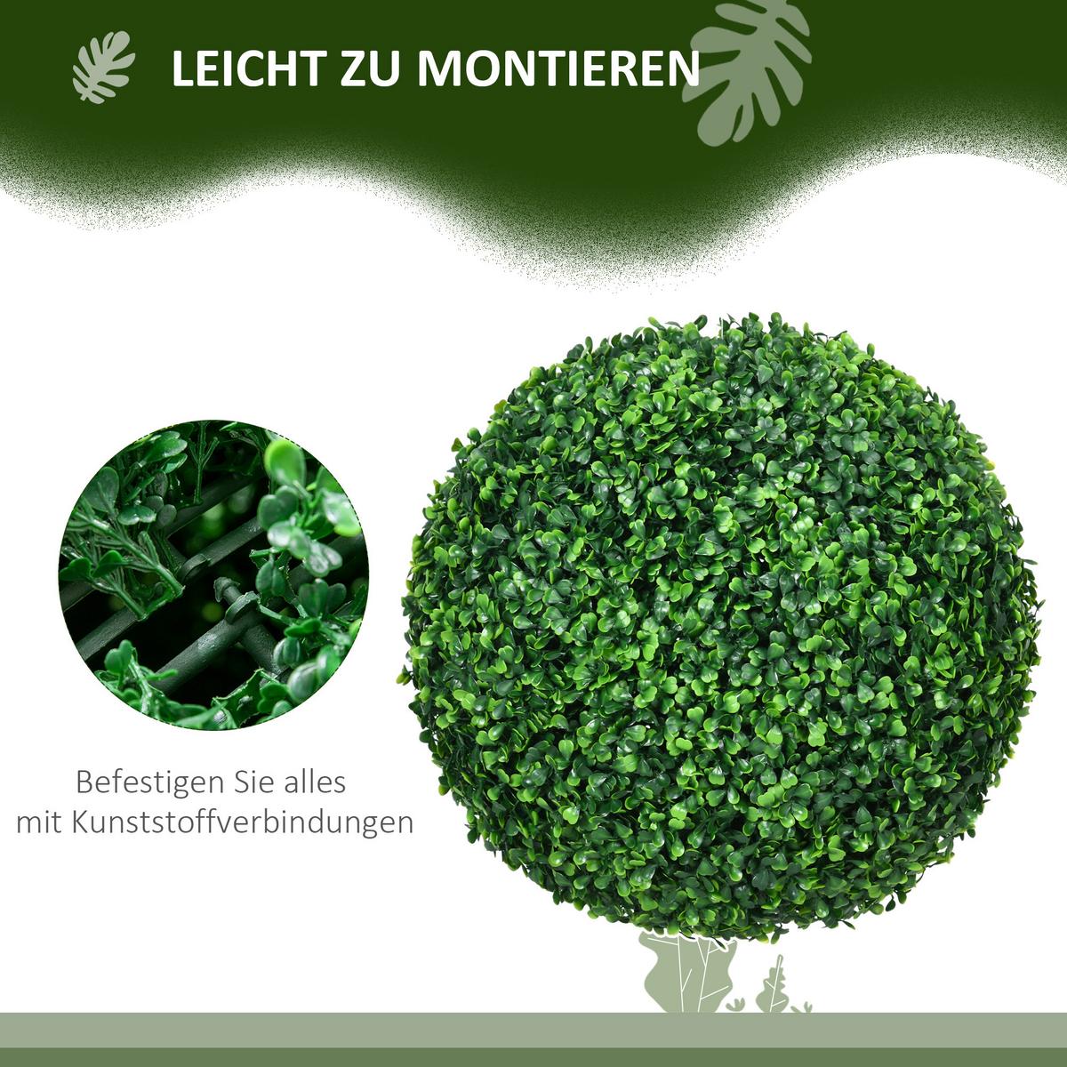 BUCHSBAUMKUGEL 2er Set, Künstliche Pflanzen, Zimmerpflanze mit UV-Schutz, Grün - Grün, Kunststoff (40cm) - HOMCOM
