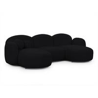 WOHNLANDSCHAFT Nuvola mit abgerundetem Design Schwarz Bouclé-Stoff - Schwarz, Holz/Kunststoff (268/80/146cm) - S-Style