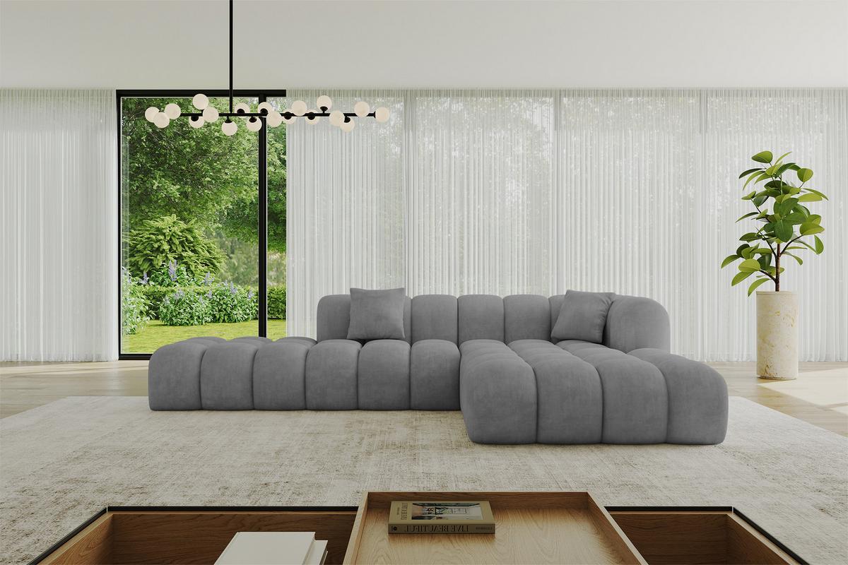 ECKSOFA Ottomane Rechts OLEA-L2 - 289x176x71 cm Titanfarben - Titanfarben/Schwarz, Holzwerkstoff/Kunststoff (289/176cm) - ALTDECOR