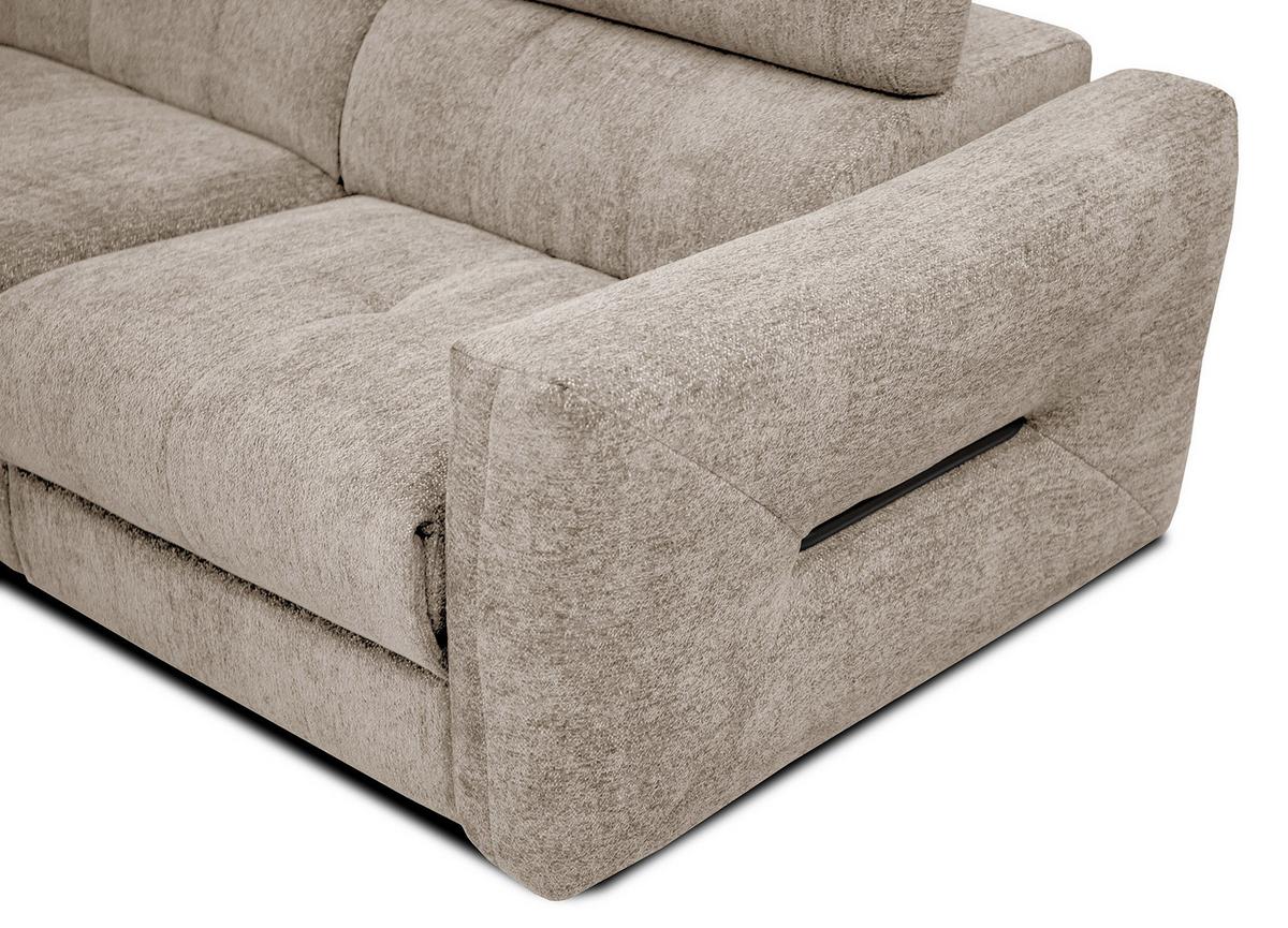SOFA CALVERA 3-Sitzer mit 1 Relaxfunktion, ecru - Ecru, Holzwerkstoff/Textil (204/79/106cm) - Wozimo