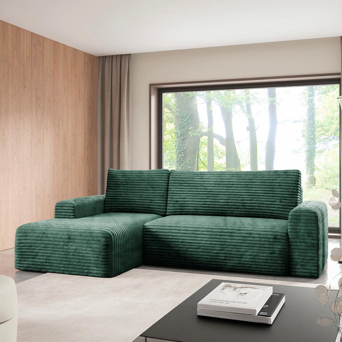 ECKSOFA Romeo 3 Sitzplätze Tannengrün - Grün, Holz (268/163cm) - Petits-meubles