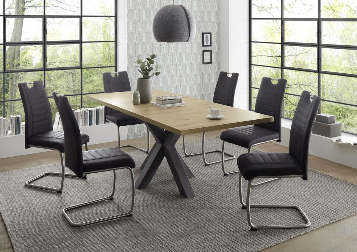 ESSTISCH ausziehbar Elda 1 140 x 90 x 75 Esszimmertisch Schwarzstahl/Asteiche - Eiche Artisan, Holz (140/90/75cm) - 58aufmkessel