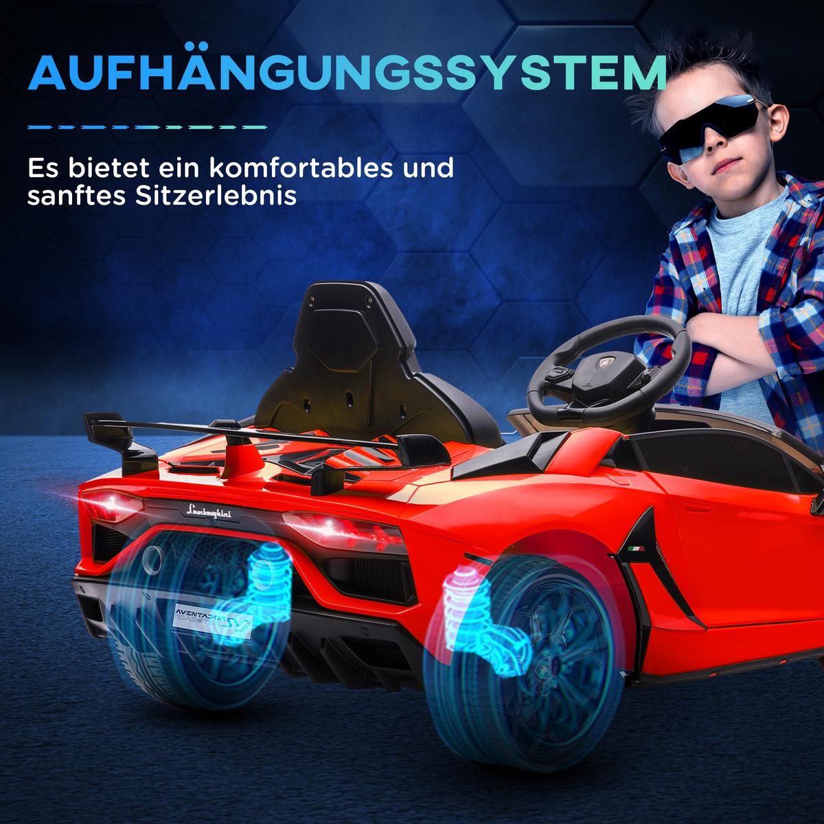 ELEKTROAUTO Elektrisches Kinderfahrzeug, Elektrofahrzeug inkl. Fernbedienung - Rot, Metall (107.5/63/42cm) - HOMCOM