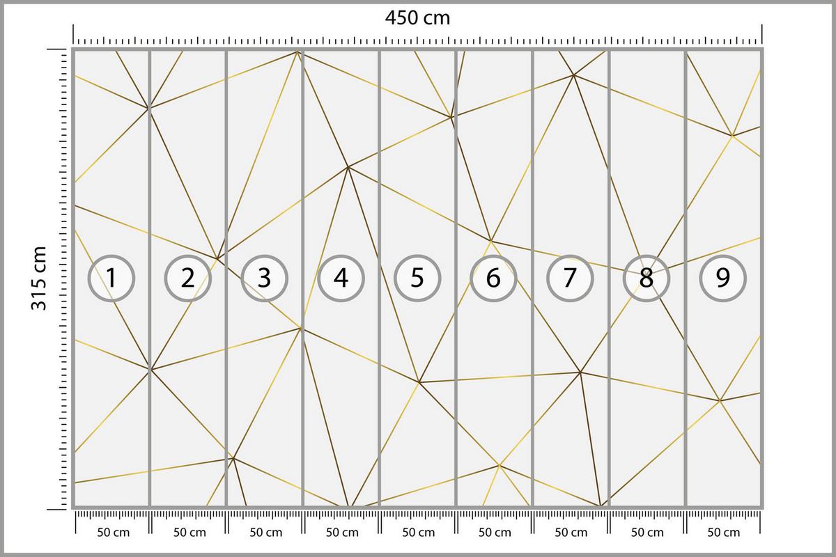 FOTOTAPETE Geometrische Abstraktion Glamour Stil 450x315 - Gelb/Beige, Papier (450/315cm) - Muralo