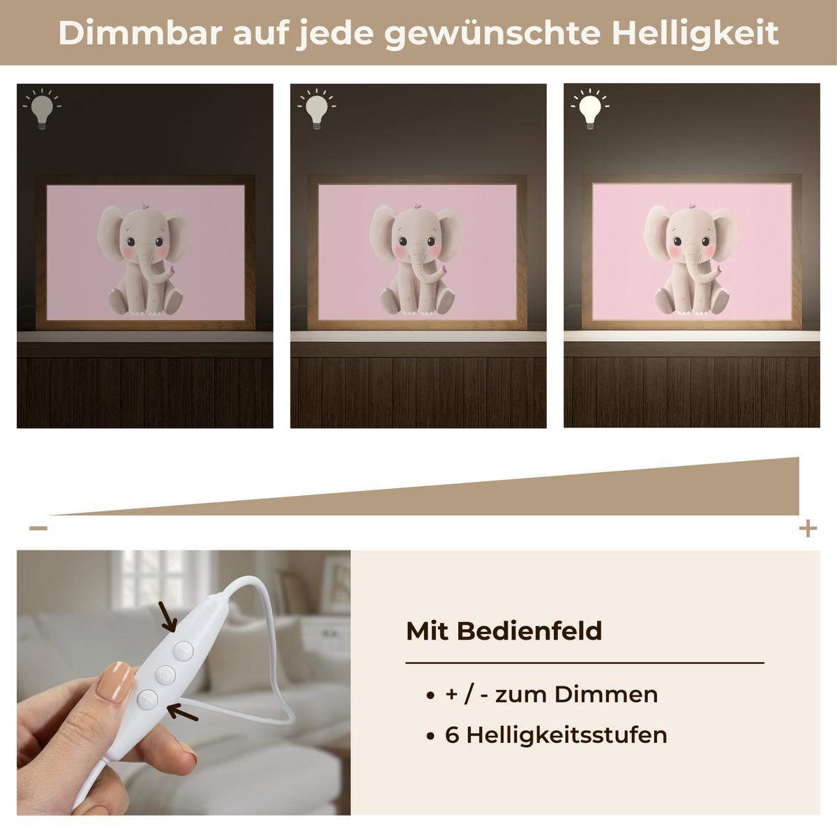 WANDLEUCHTE Elefant - Baby - Rosa - Cartoon 30x20 cm - Hellrosa, Holzwerkstoff (30/20/8cm) - OnlyWow