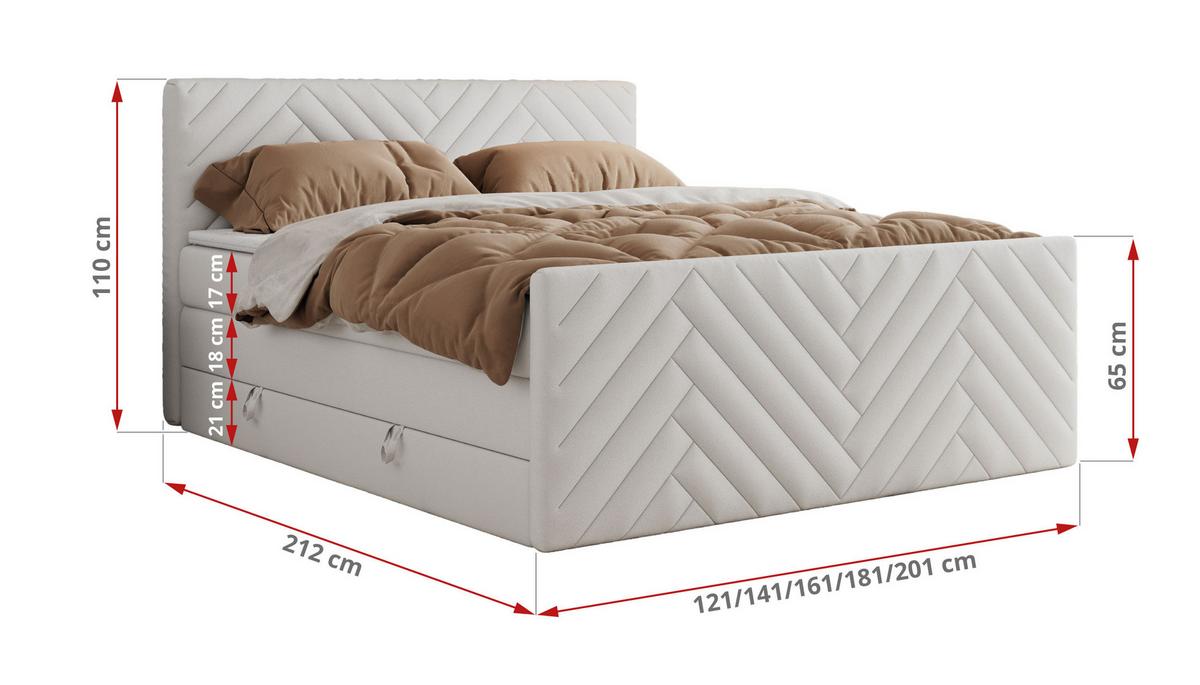 BOXSPRINGBETT PARIS KING DUO - 180/200 - Weiß Kunstleder - H4 - Weiß, Holz/Textil (180/200cm) - MKS