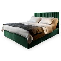 BOXBETT MURLO 200x200 cm mit Matratze und Topper, H2+H3 - Grün - Grün, Holz (200/200cm) - MASSENO