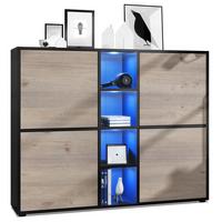 HIGHBOARD Cuba Türen in Eiche Nordic - Silbereichenfarben, Holzwerkstoff (130.5/105.5/35.5cm) - Vladon