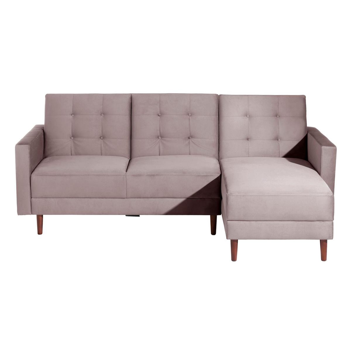 FUNKTIONSSOFA mit Hocker Katunia Samtvelours rosé - Rosa, Kunststoff (222/92/144cm) - 58aufmkessel