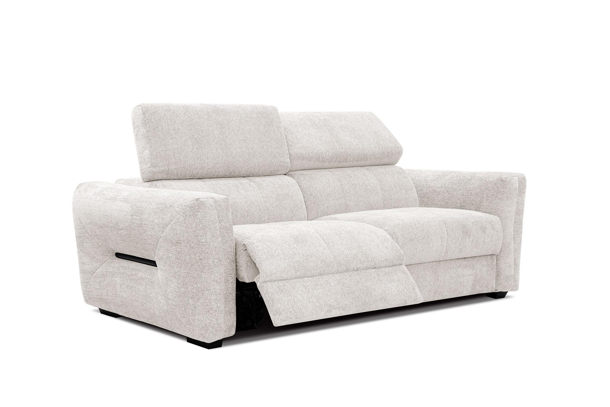 SOFA CALVERA 3-Sitzer mit 1 Relaxfunktion, weiß - Weiß, Holzwerkstoff/Textil (204/79/106cm) - Wozimo