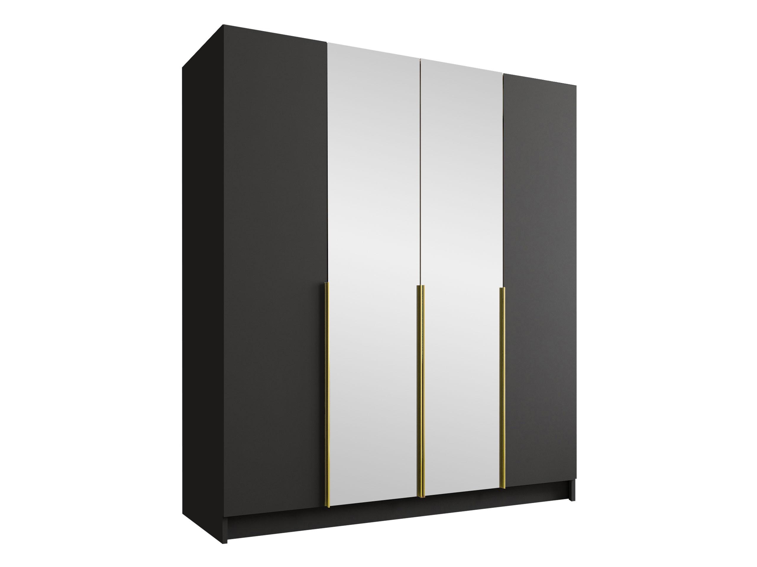 KLEIDERSCHRANK Santi II - Goldfarben/Schwarz, Holzwerkstoff/Metall (200/215/58cm) - MIRJAN24