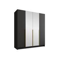 KLEIDERSCHRANK Santi II - Goldfarben/Schwarz, Holzwerkstoff/Metall (200/215/58cm) - MIRJAN24