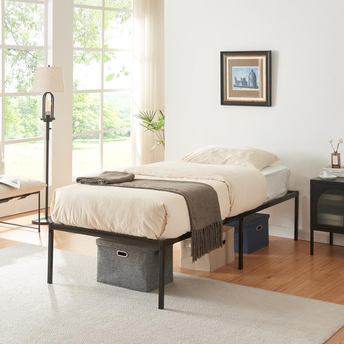 METALLBETT Vårdö - Schwarz, Metall (90/200cm) - [en.casa]