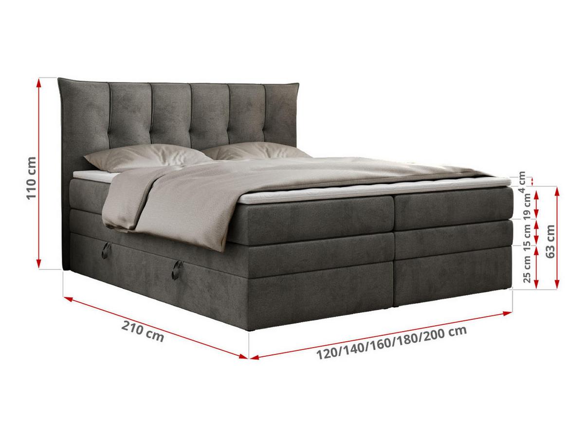 BOXSPRINGBETT PREMIUM 10 KING 180/200 Dunkelgrau Velvet - H3 - Dunkelgrau, Holz/Textil (180/200cm) - MKS