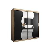 SCHWEBETÜRENSCHRANK 200/200/62 2-türig - Silberfarben/Schwarz, Holz/Kunststoff (200/200/62cm) - MÖBEL KRYSPOL