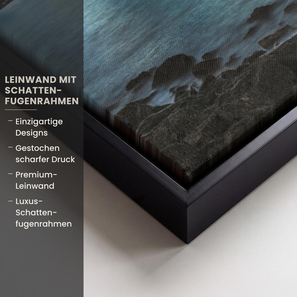 LEINWAND Bilder mit Rahmen - New York - Skyline - Stadt - Blau - 60x40 - Blaugrau, Textil (60/40cm) - MuchoWow