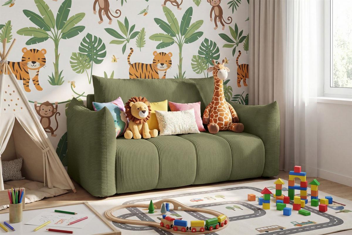 SOFA 2er-sitzer Ontario Mit Liegefunktion - Olivgrün, Holzwerkstoff/Textil (162/86/101cm) - Fun Möbel