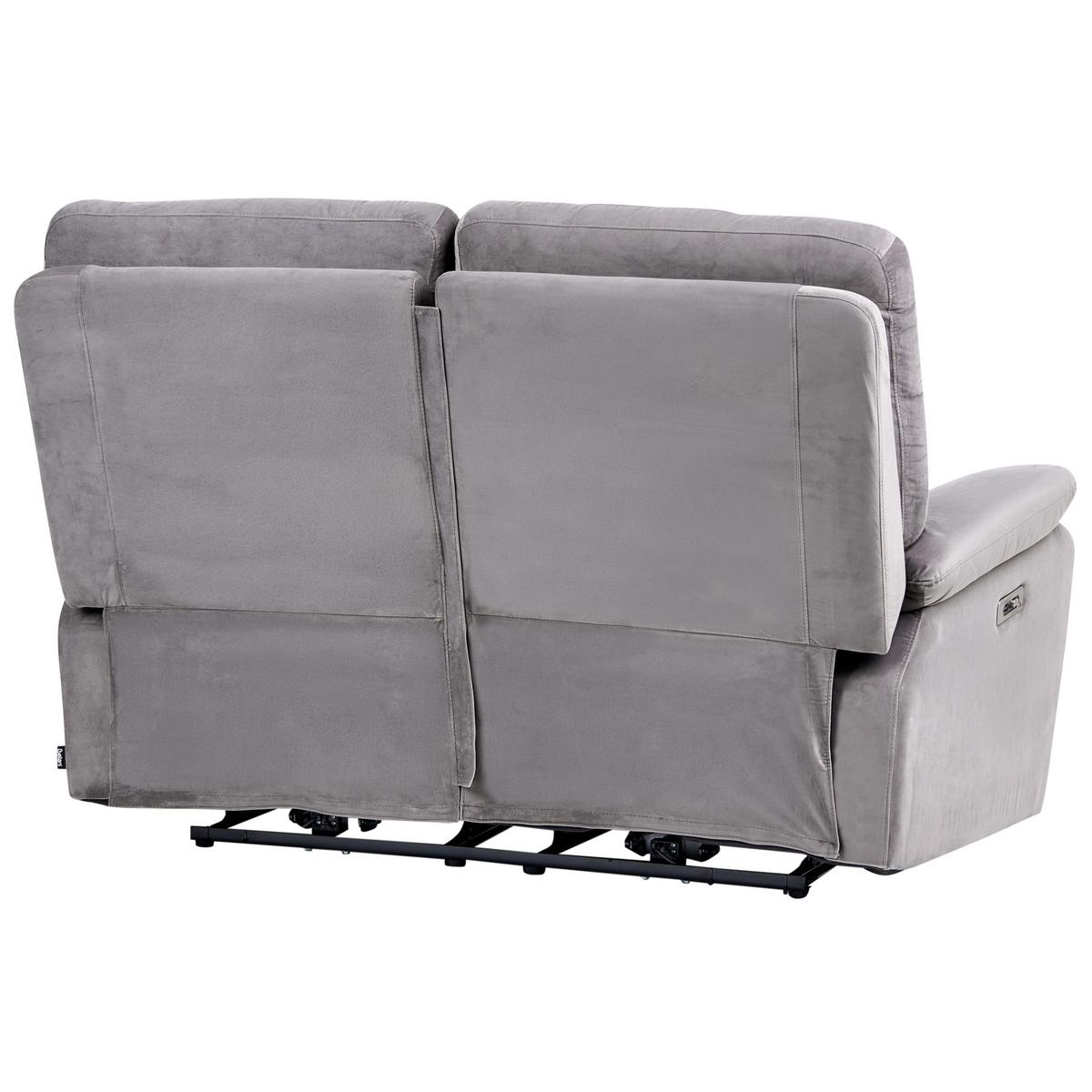 SOFA elektrisch verstellbar 2-Sitzer Samtstoff Grau Bergen - Dunkelgrau, Textil (149/101/72cm) - Beliani