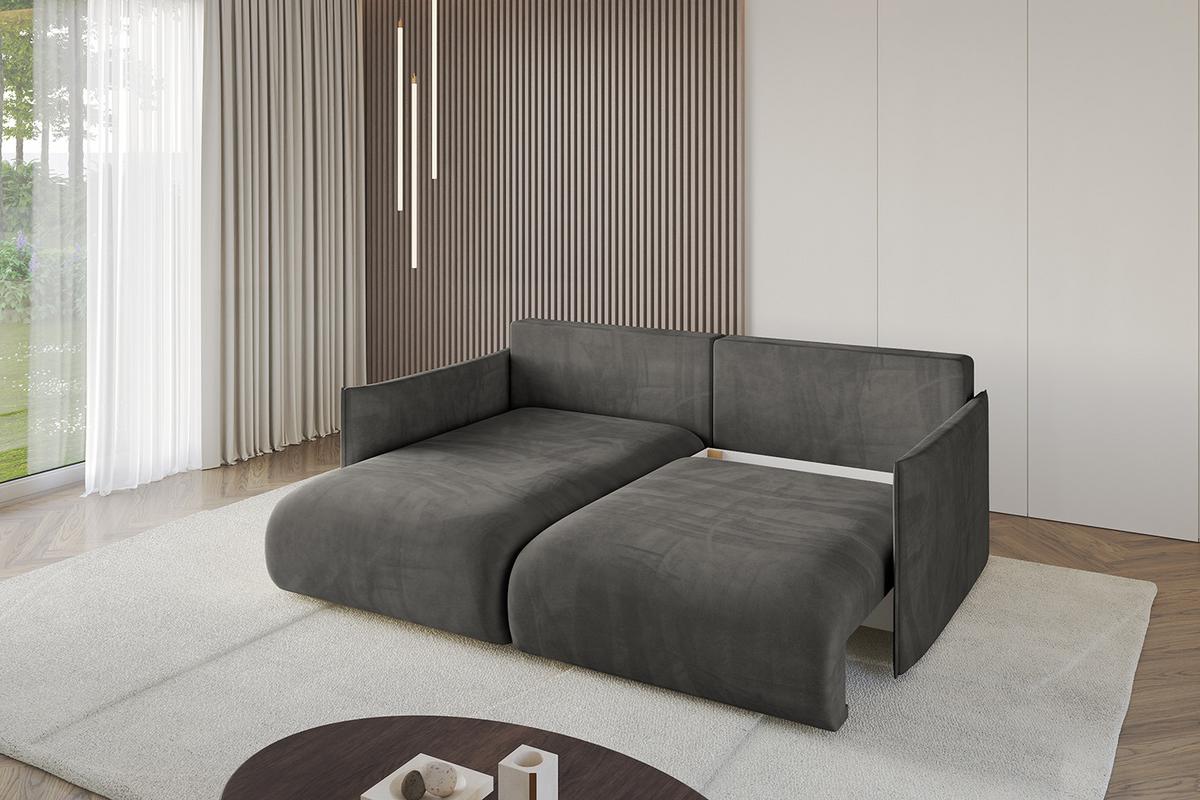 ECKSOFA Ottomane links ONESK-L 216x177x72 Dunkelgrau Velours - Dunkelgrau/Anthrazit, Holzwerkstoff/Kunststoff (216/177cm) - ALTDECOR