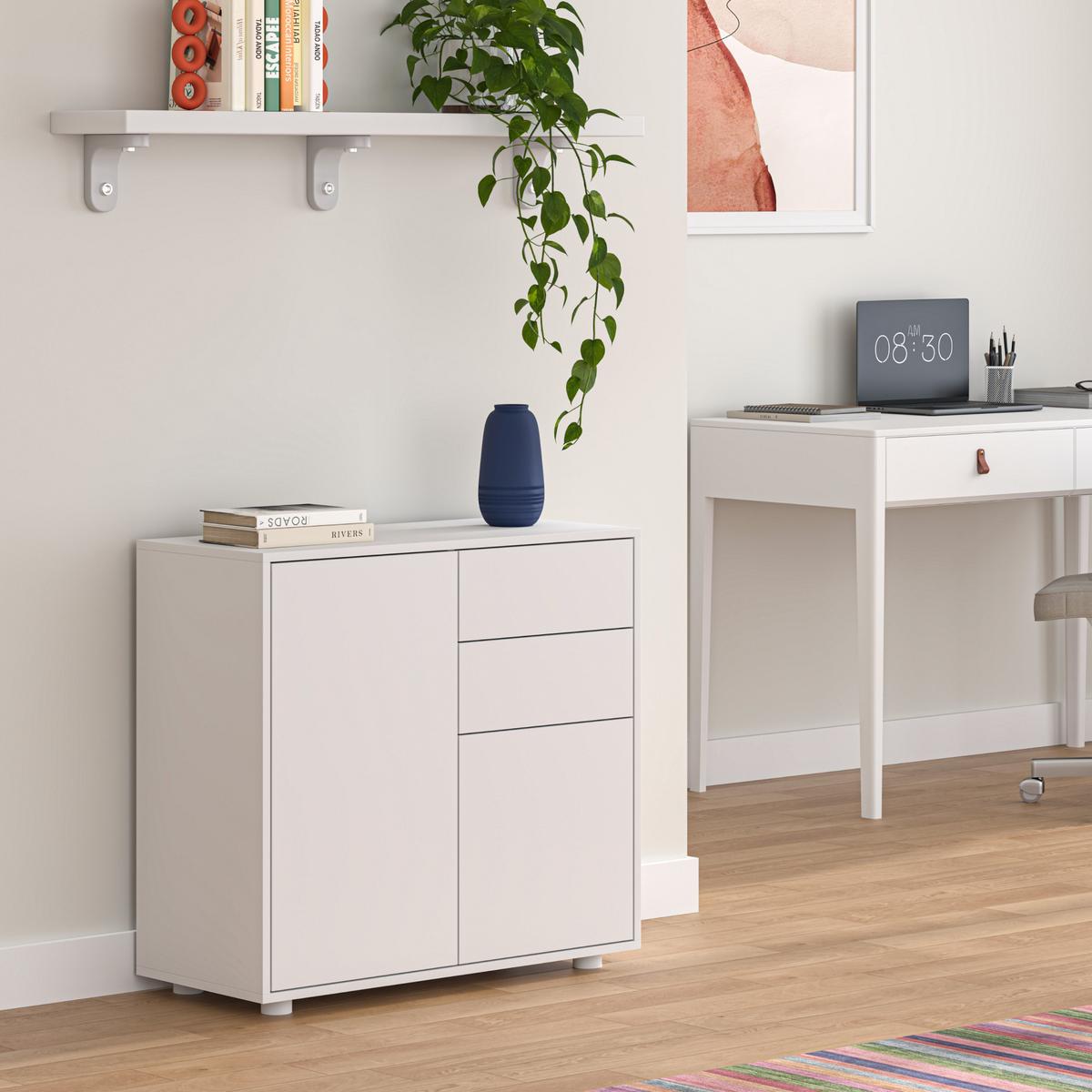 SIDEBOARD Paarl - Weiß, Holzwerkstoff (79/74/36cm) - [en.casa]