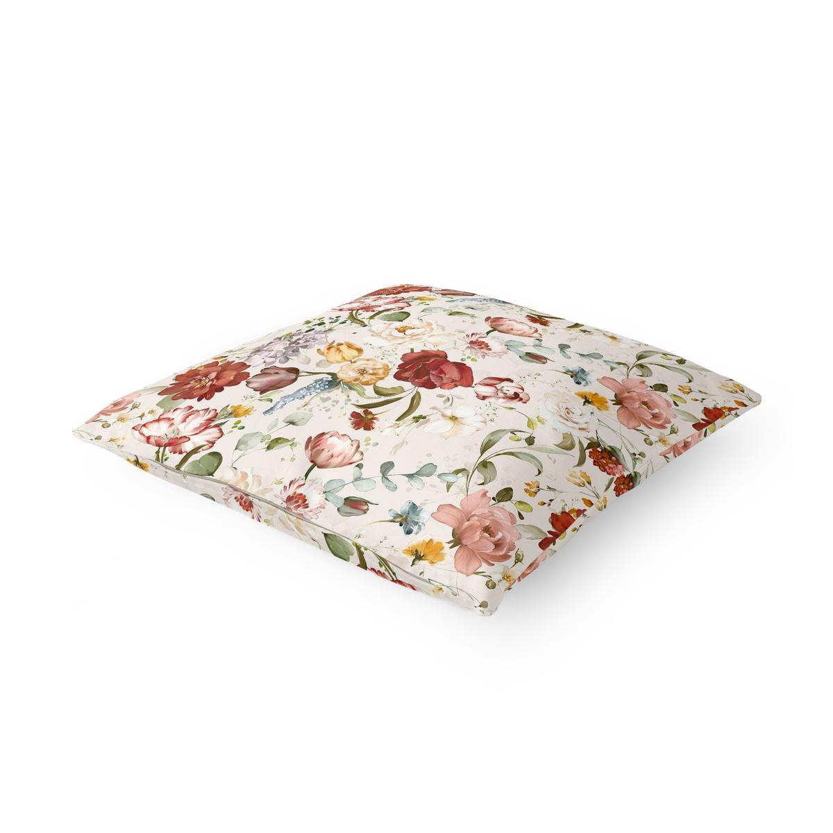 DEKOKISSEN Blumen Aquarell Vintage Muster auf Beige 50/50 cm - Beige, Textil (50/50/10cm) - Bilderwelten