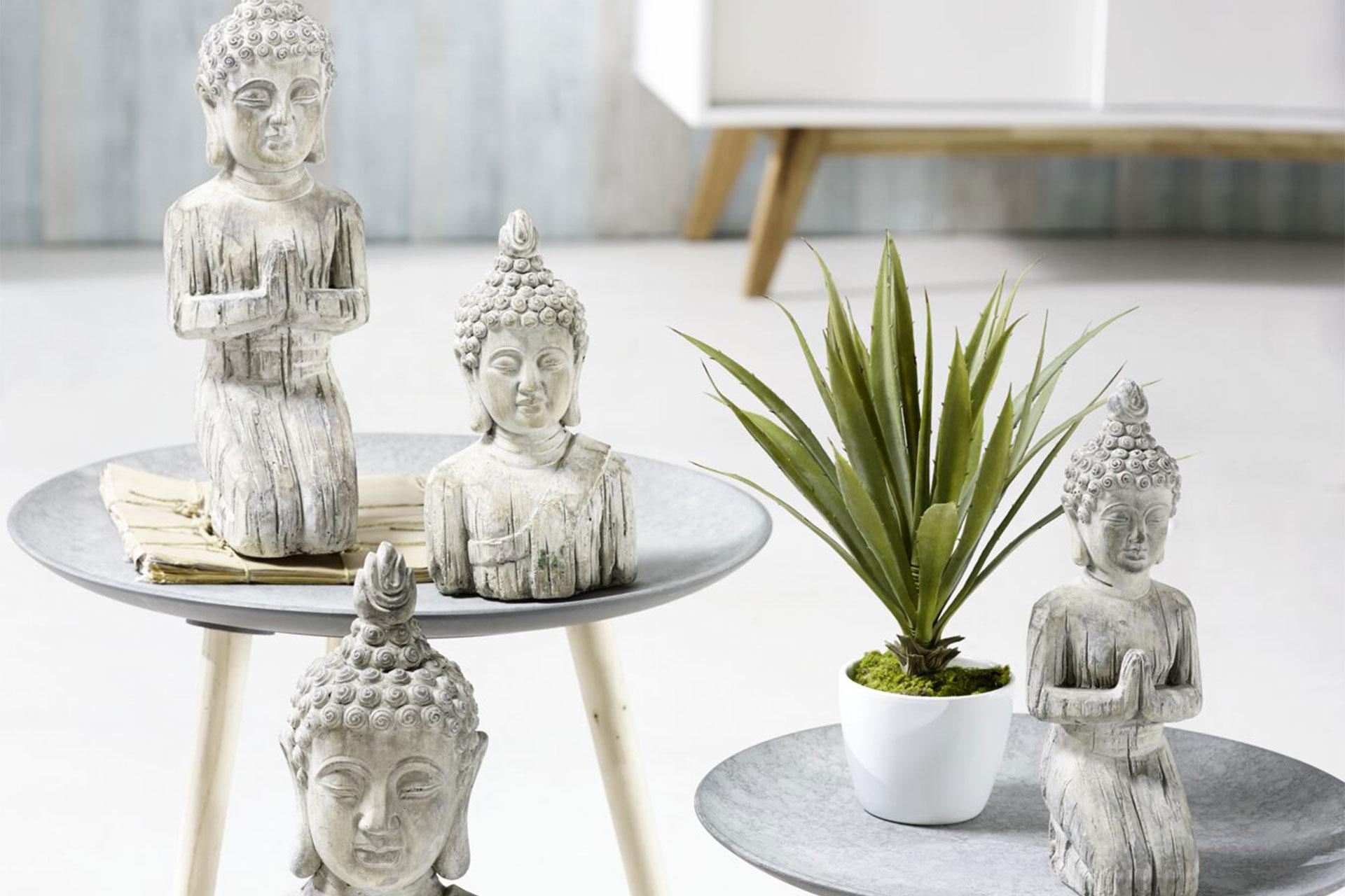 Buddhakopf aus Kunststein fuer stimmungsvollen Asia-Chic guenstig kaufen bei moemax