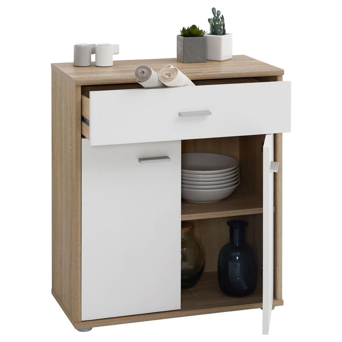 KOMMODE TOMMY Sonoma Eiche/weiß - Weiß/Sonoma Eiche, Holzwerkstoff (60/70/30cm) - CARO-Möbel
