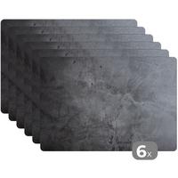 PLATZSETS 6er-Set Industriell - Beton - Grau - Schiefer - Retro Tischuntersetzer 45x30 cm - Schieferfarben, Kunststoff (0.3/45/30cm) - MuchoWow