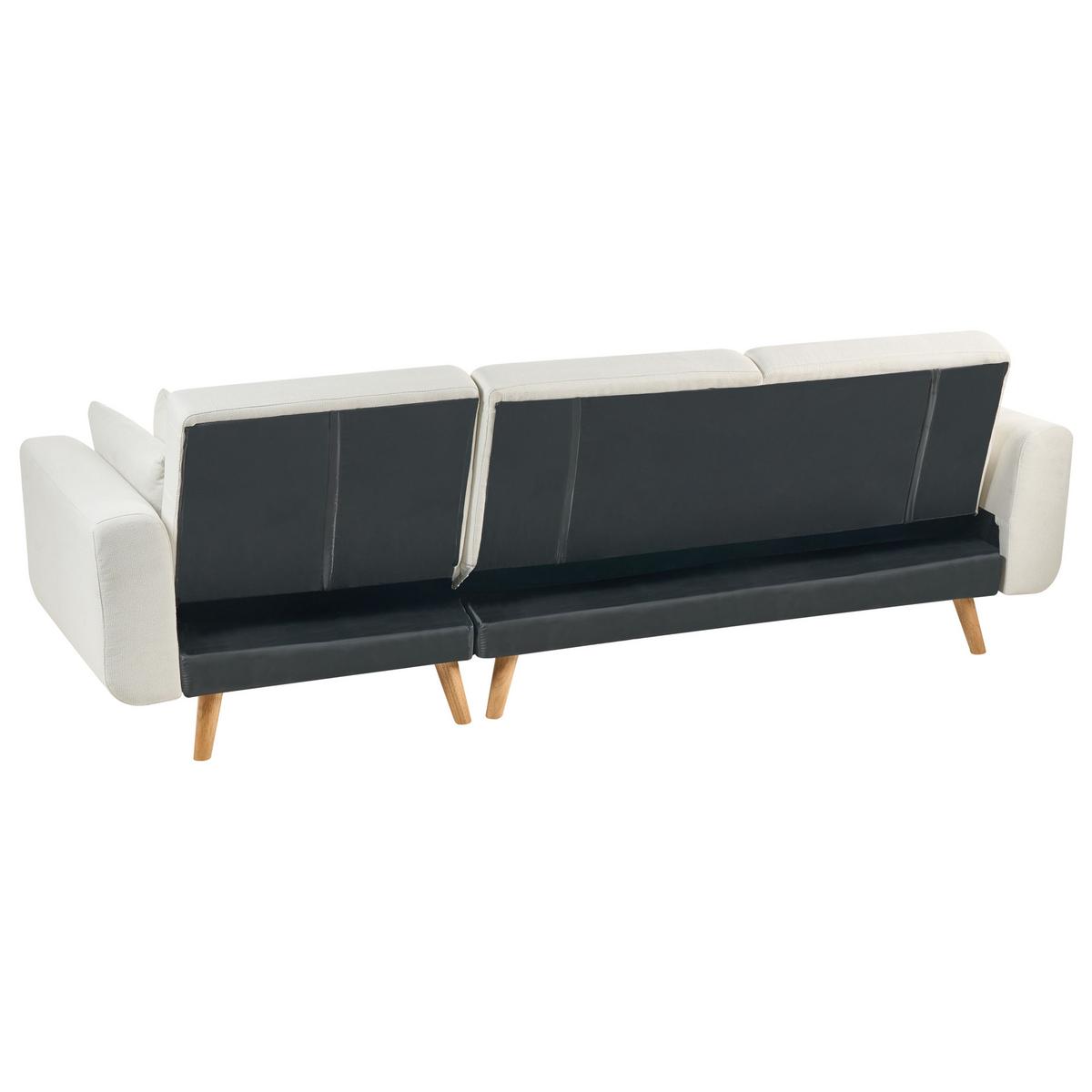 ECKSCHLAFSOFA 3-Sitzer Stoff Weiß linksseitig Kaarina - Hellbraun, Textil (260/152cm) - Beliani