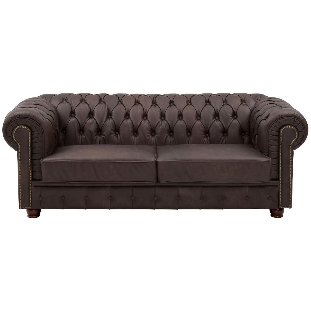 SOFA 3-Sitzer Kath Echtleder (Antikoptik) braun - Braun, Leder (200/74/98cm) - 58aufmkessel
