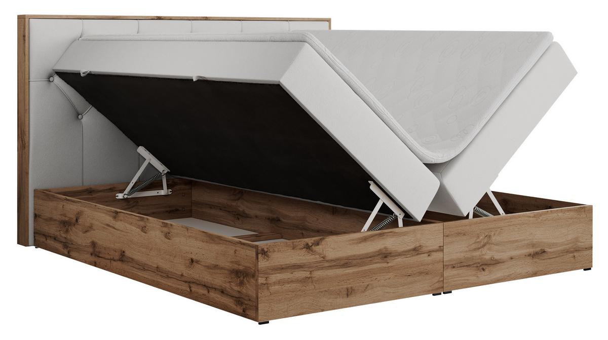 BOXBETT VENETO 140/200 Weiß Kunstleder - H4 - Weiß, Holz/Textil (140/200cm) - MKS