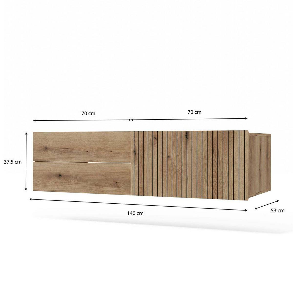 WASCHBECKENUNTERSCHRANK eiche 140/37,5/53 - Eichefarben, Holzwerkstoff (140/38/53cm) - RAUMHIRSCH FURNITURE