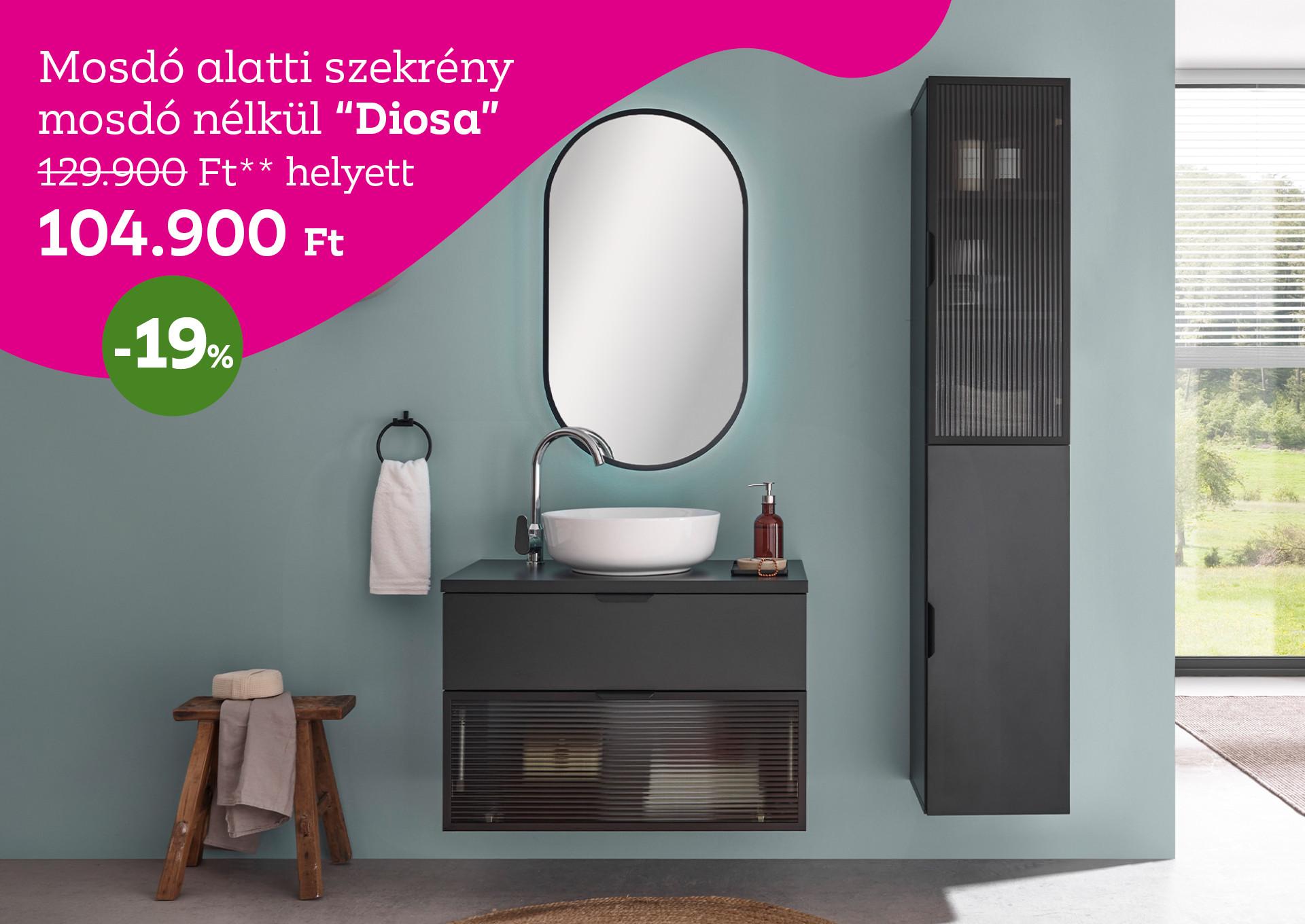 Mosdó alatti szekrény mosdó nélkül Diosa 129900 Forint helyett 104900 Forint, kedvezmény mértéke 19%