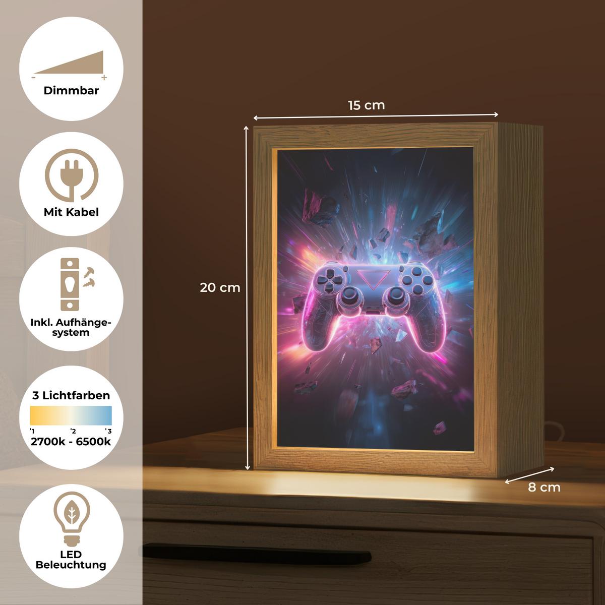 WANDLEUCHTE Controller - Neon - Explosion - Abstrakt 15x20 cm - Violett, Holzwerkstoff (15/20/8cm) - OnlyWow
