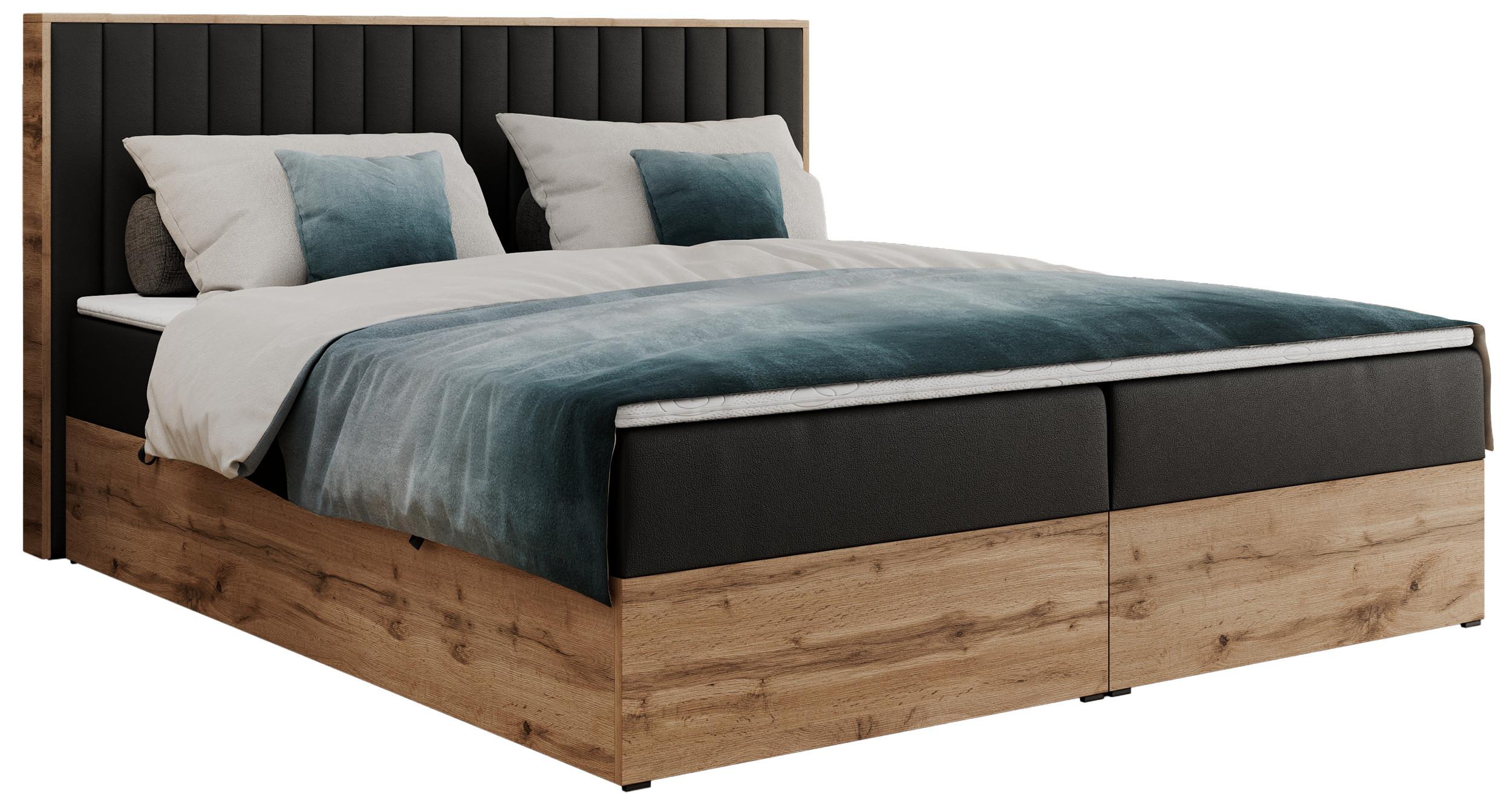 BOXBETT ALBERO 4 - 120/200 Schwarz Kunstleder - H4 - Schwarz, Holz/Textil (120/200cm) - MKS