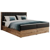 BOXBETT ALBERO 4 - 120/200 Schwarz Kunstleder - H4 - Schwarz, Holz/Textil (120/200cm) - MKS