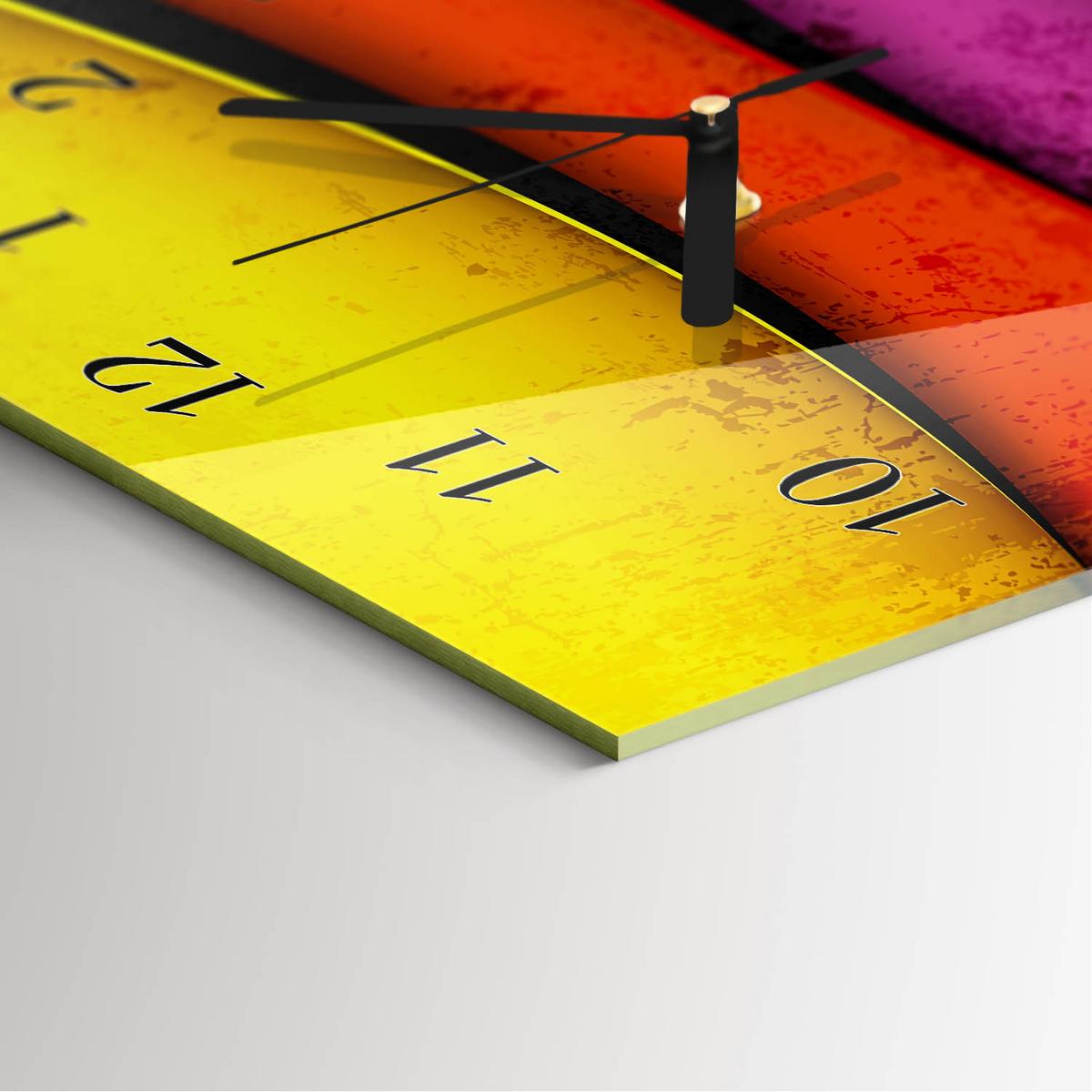 WANDUHR aus Glas 30x60 cm - Bunte Streifen - Multicolor, Glas (30/60/0.4cm) - TULUP