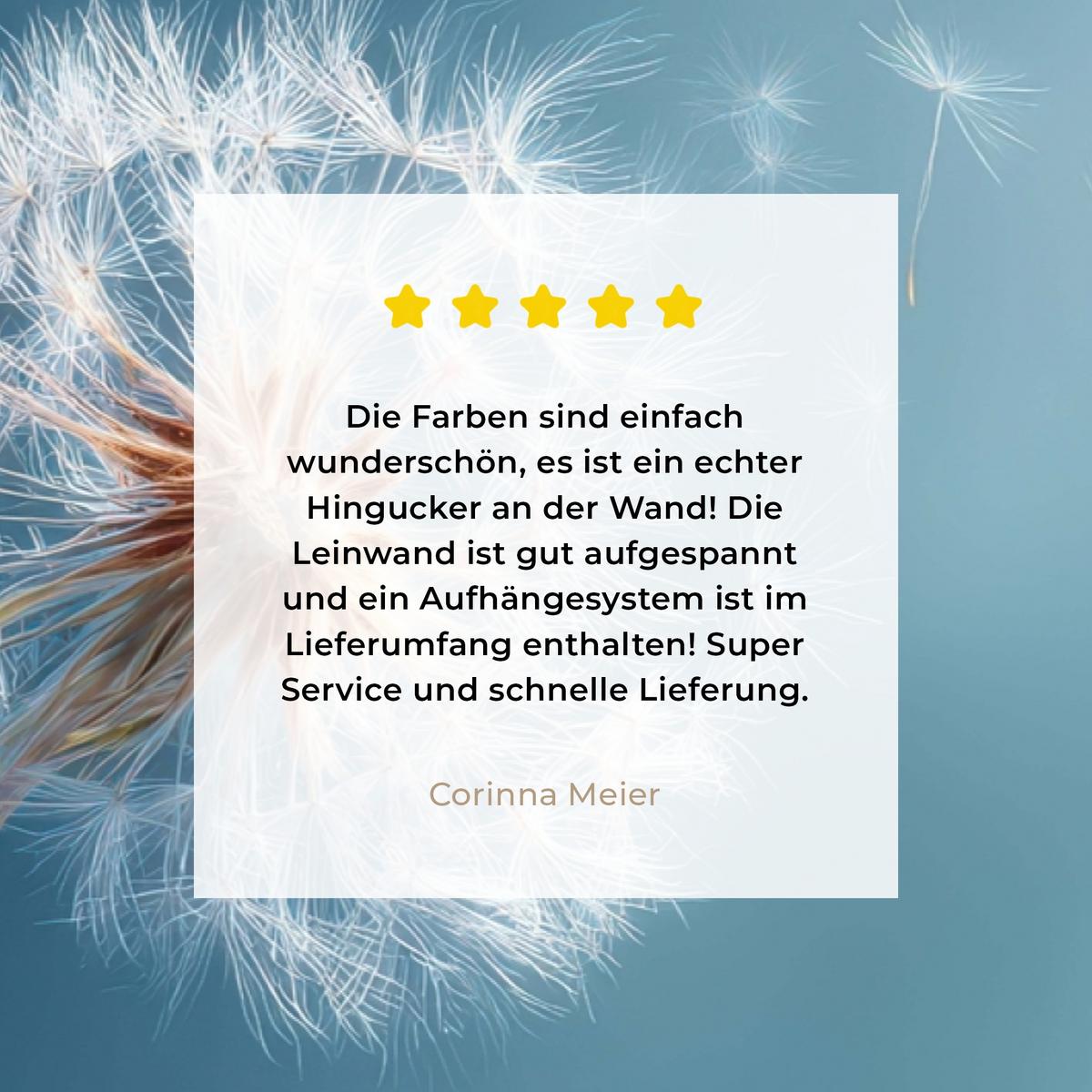 LEINWANDBILD Löwenzahn - Wind - Blau XXL 150x100 cm - Blaugrau, Textil (150/100cm) - MuchoWow