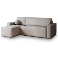 ECKSOFA RAVELO P Hellgrau Kordstoff mit Schlaffunktion - Hellgrau/Grau, Holz/Kunststoff (240/140cm) - MASSENO
