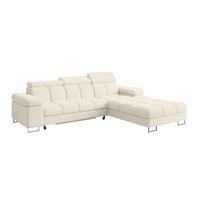 ECKSOFA mit Schlaffunktion Ottomane Rechts COMA L 271x203x79 Creme Tissu - Creme, Holzwerkstoff/Textil (203/271cm) - ALTDECOR
