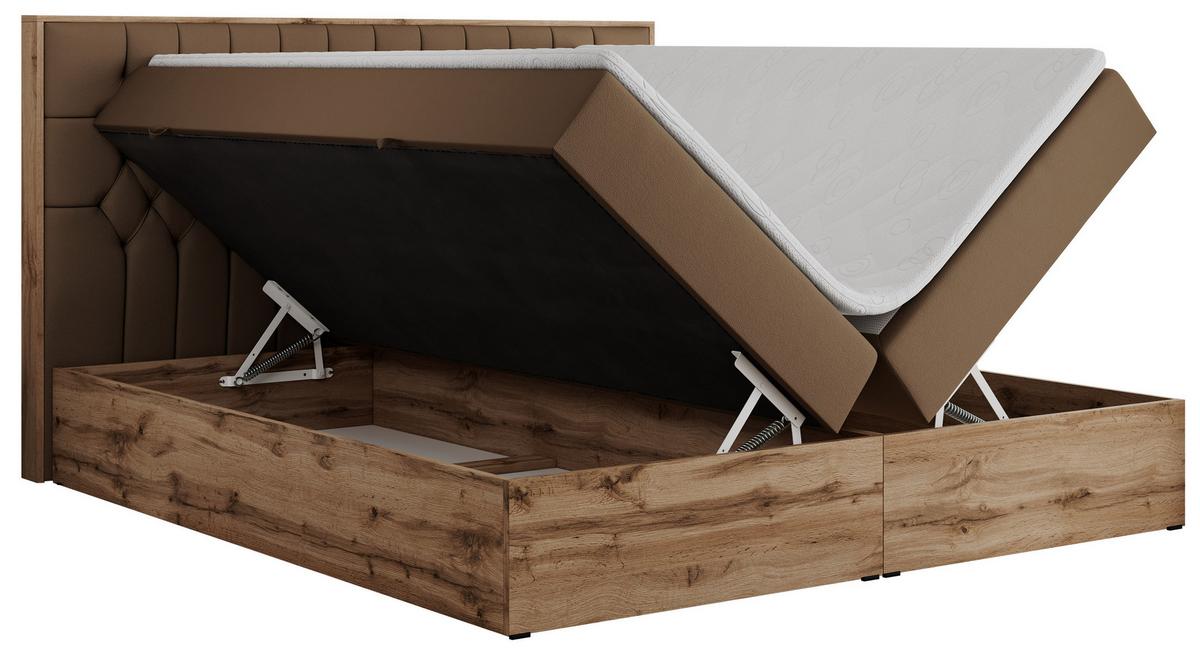 BOXBETT AMORE 140/200 Braun Kunstleder - H4 - Braun, Holz/Textil (140/200cm) - MKS
