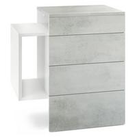 NACHTTISCH Queens Front in Beton Oxid Optik - Hellgrau, Holzwerkstoff (60/63/36cm) - Vladon
