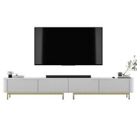 TV-LOWBOARD 2er-Set Aurora Weiß matt 280 cm mit Metallrahmen - Goldfarben/Weiß, Holzwerkstoff/Metall (280/44/35cm) - Meble Lindner