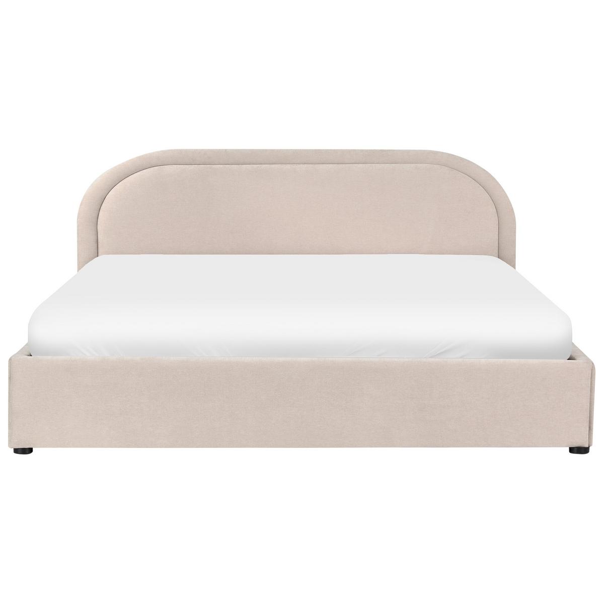 BETT mit Stauraum 180/200 cm Chenillegewebe Hellbeige Quillien - Beige, Textil (180/200cm) - Beliani