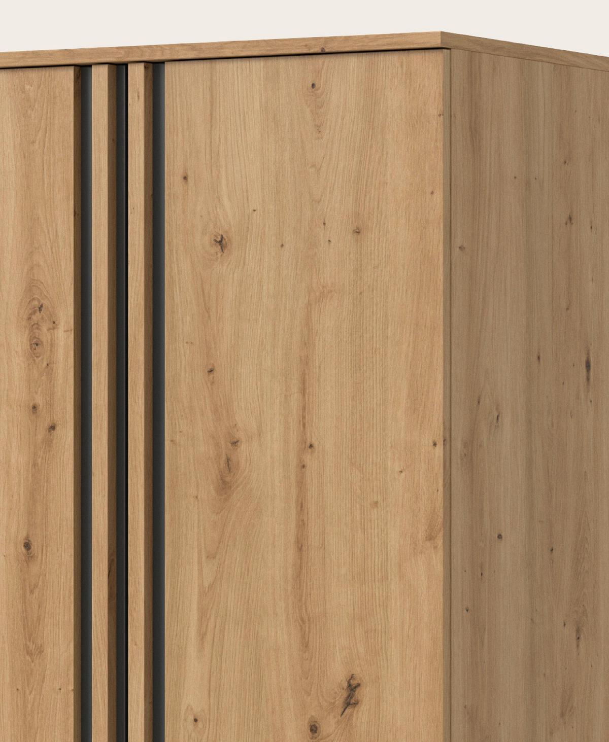 KLEIDERSCHRANK Eiche Artisan, grau 160 x 192 cm, Wäscheschrank 4-türig - Anthrazit/Eiche Artisan, Holzwerkstoff (160/192/56cm) - Inn.Furn