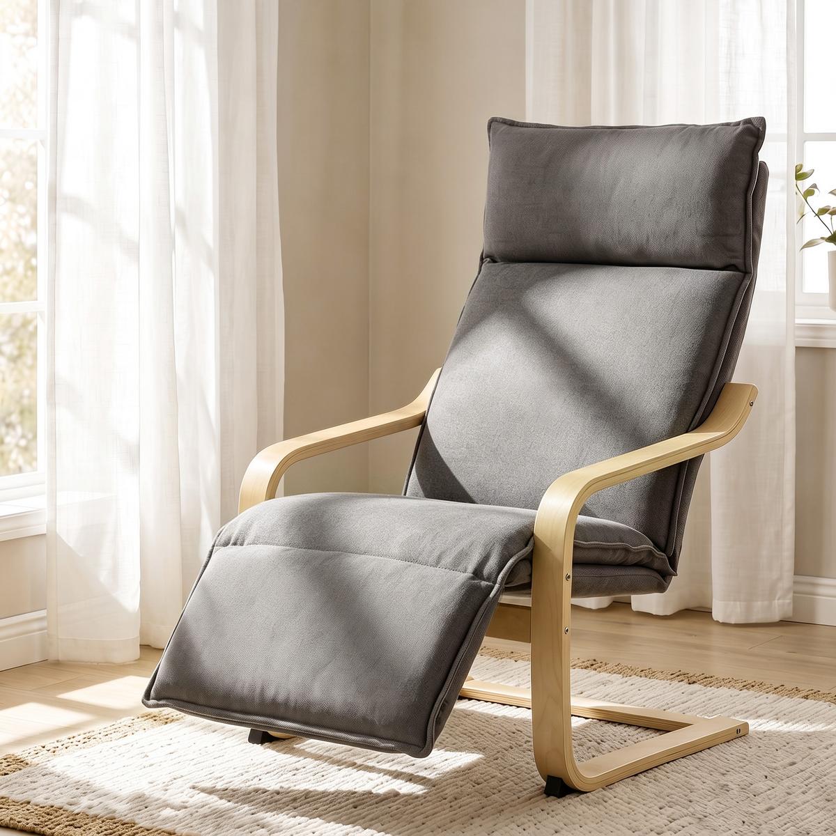 SESSEL Polyester Dunkelgrau - Dunkelgrau/Schwarz, Birkenholz/Holzwerkstoff (67/105/90cm) - HOMCOM