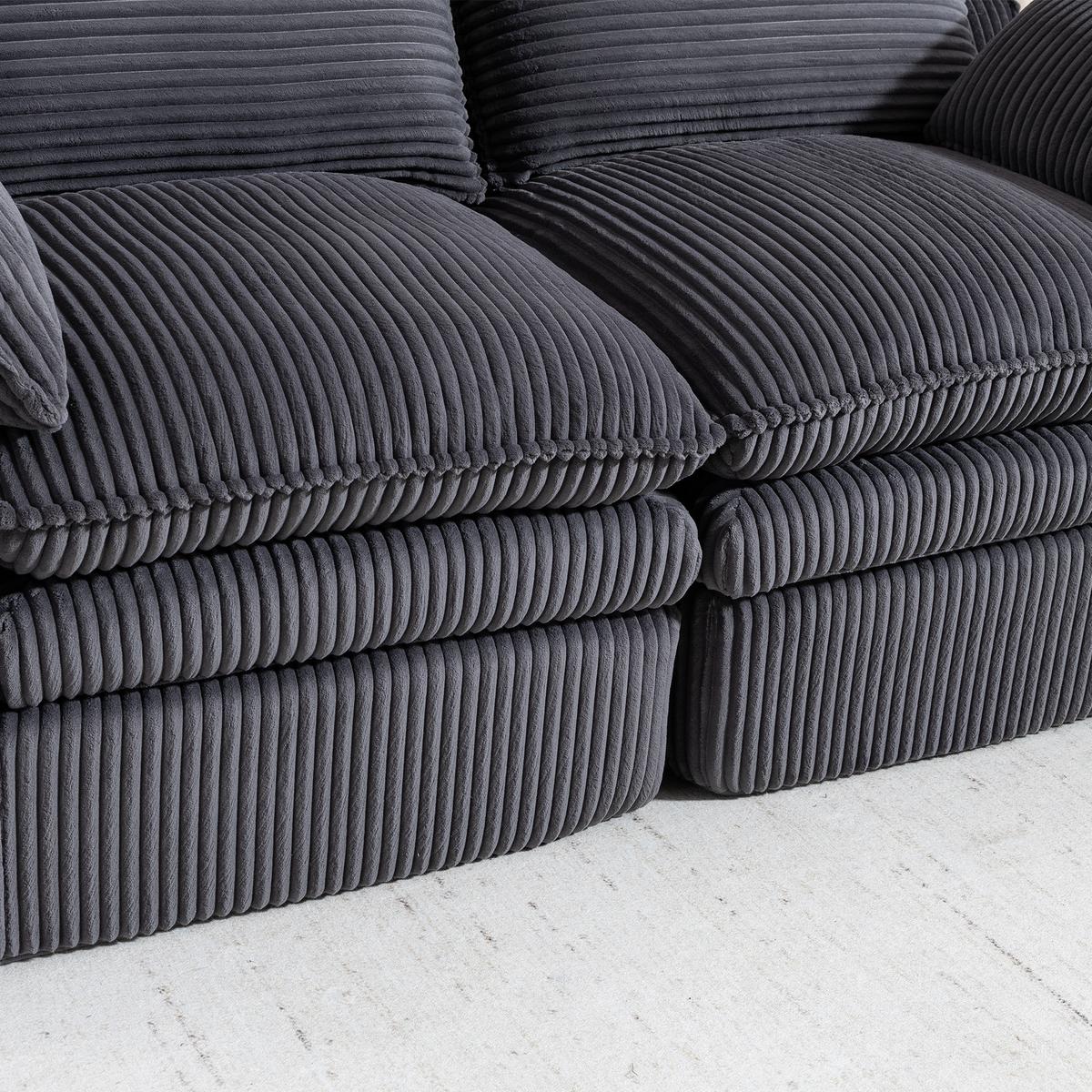 2-SITZER SOFA cordstoff mit seitentaschen & federkern - Dunkelgrau, Textil (191/85/94cm) - Urban Meuble