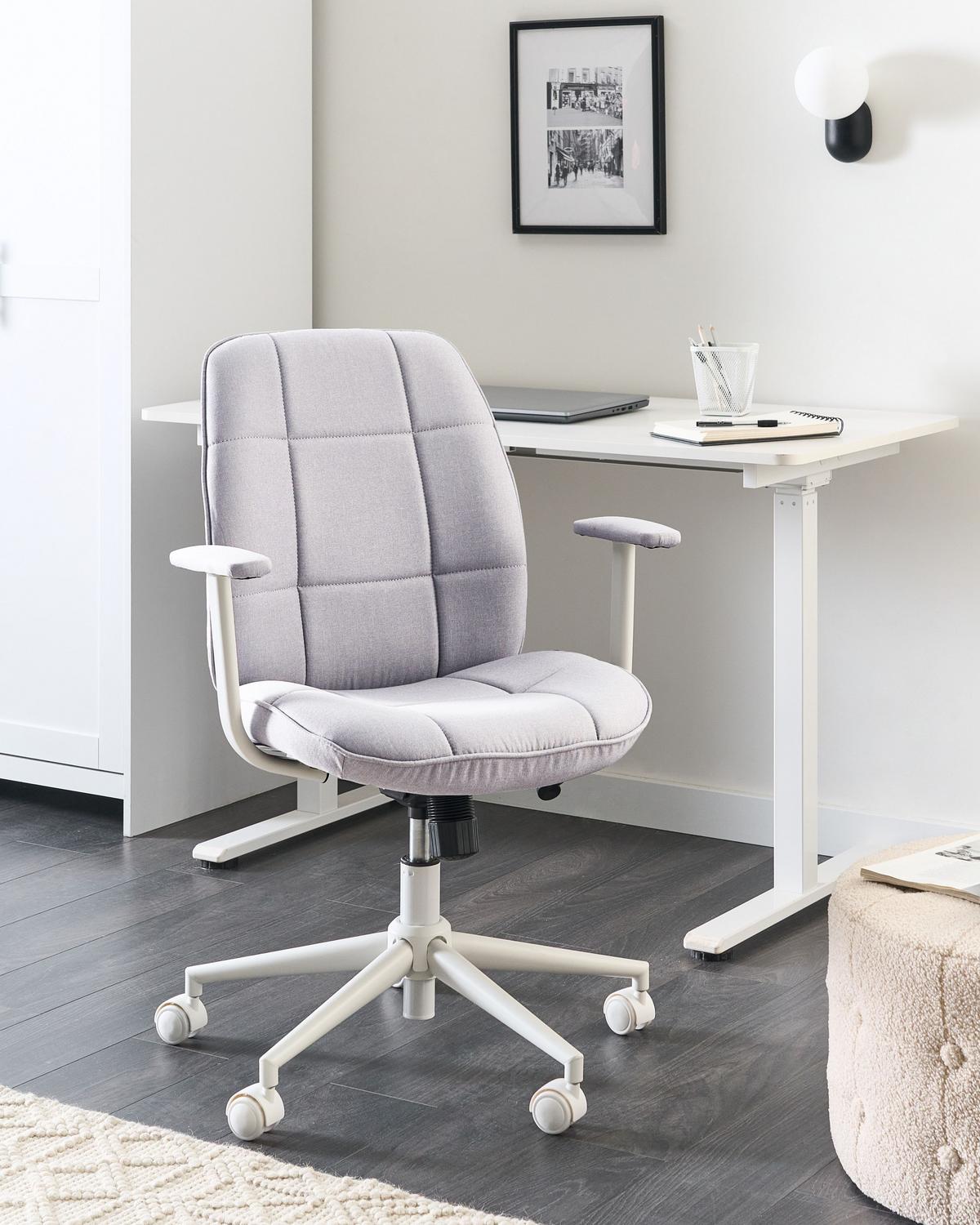 BÜROSTUHL Grau Carlton - Weiß/Grau, Textil (60/87/60cm) - Beliani