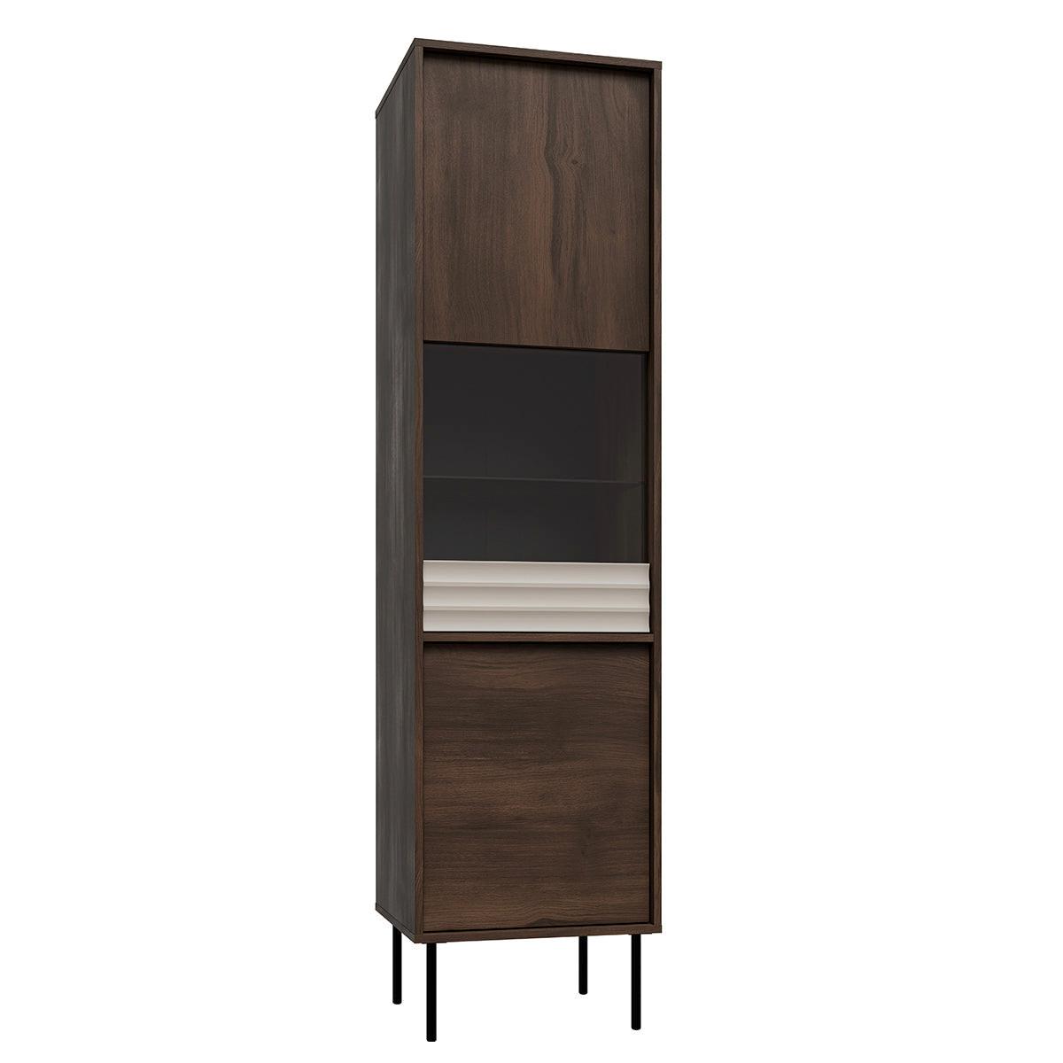 VITRINE Astra Dunkles Holz und Kaschmir - Beige, Holzwerkstoff (50.9/195/40cm) - Petits-meubles