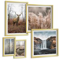 BILDER SET 5er Set - 50x50 cm & 20x30 cm & 40x60 cm Goldrahmen - Die charmanten Straßen der Hafenstädte - Goldfarben, Kunststoff (40/60cm) - TULUP